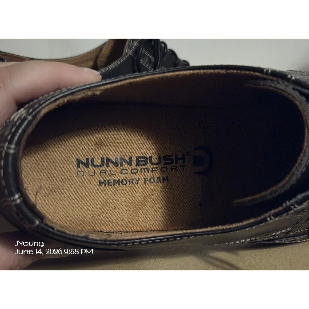 Nunn Bush Nelson Leather Wingtip Dress Shoe Black Men 8½